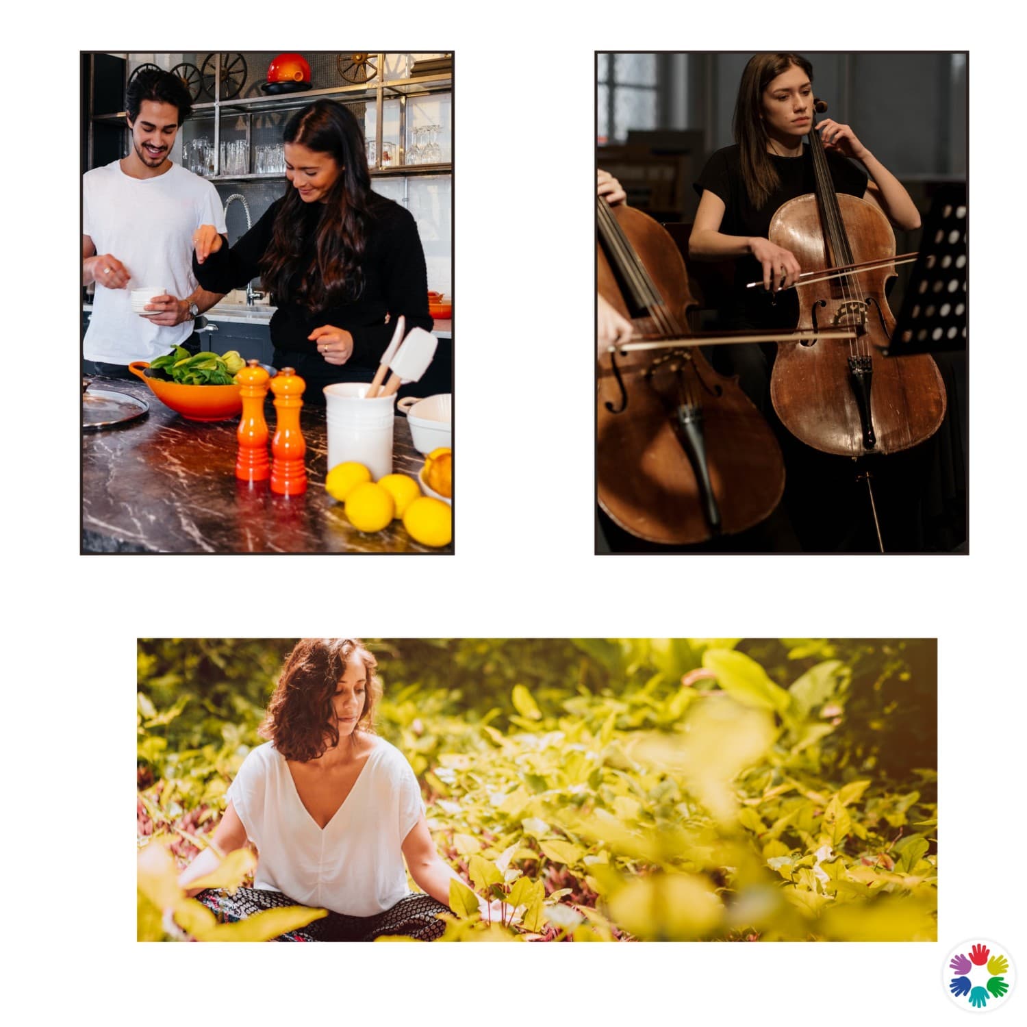Cook a meal / Play a musical instrument / Sit in the garden