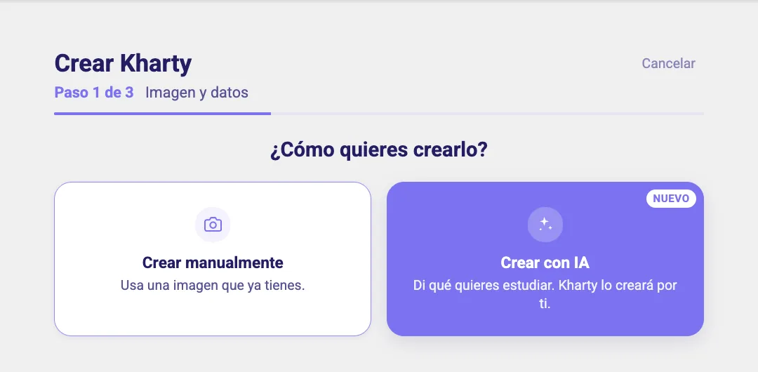 The "How do you want to create it?" screen with the Create Manually and Create with AI options