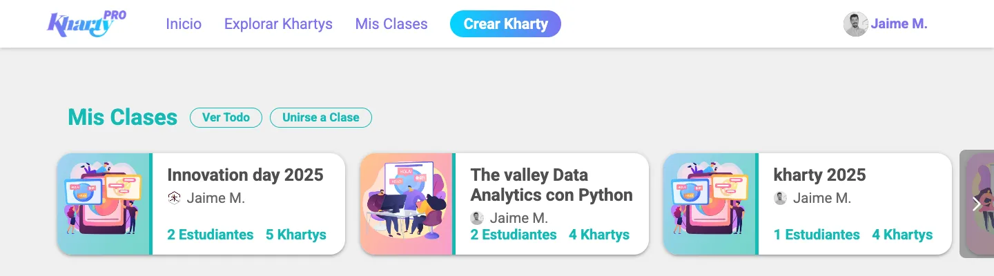 The Kharty dashboard with the Create Kharty button in the navigation bar